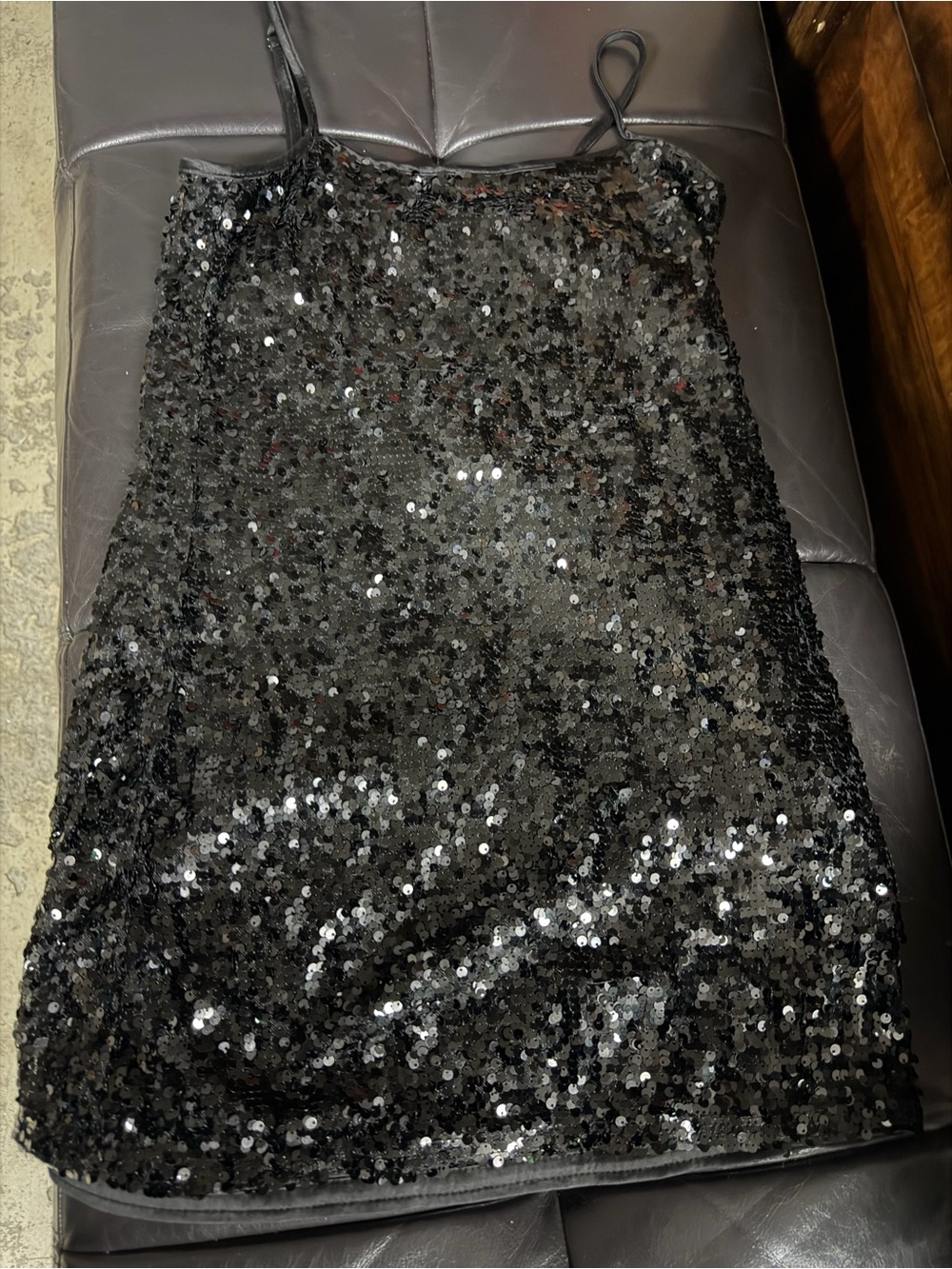 H&M Black Satin Slip Dress with Logo Tag